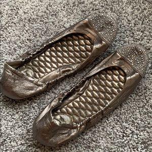 Silver ballet flats
